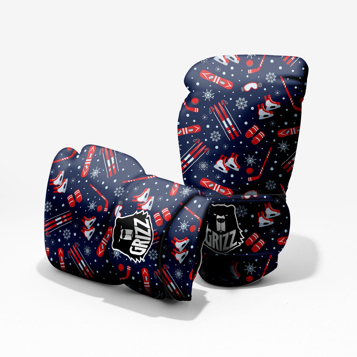 Skiing Equipment Print Pattern Pro Boxing Glove