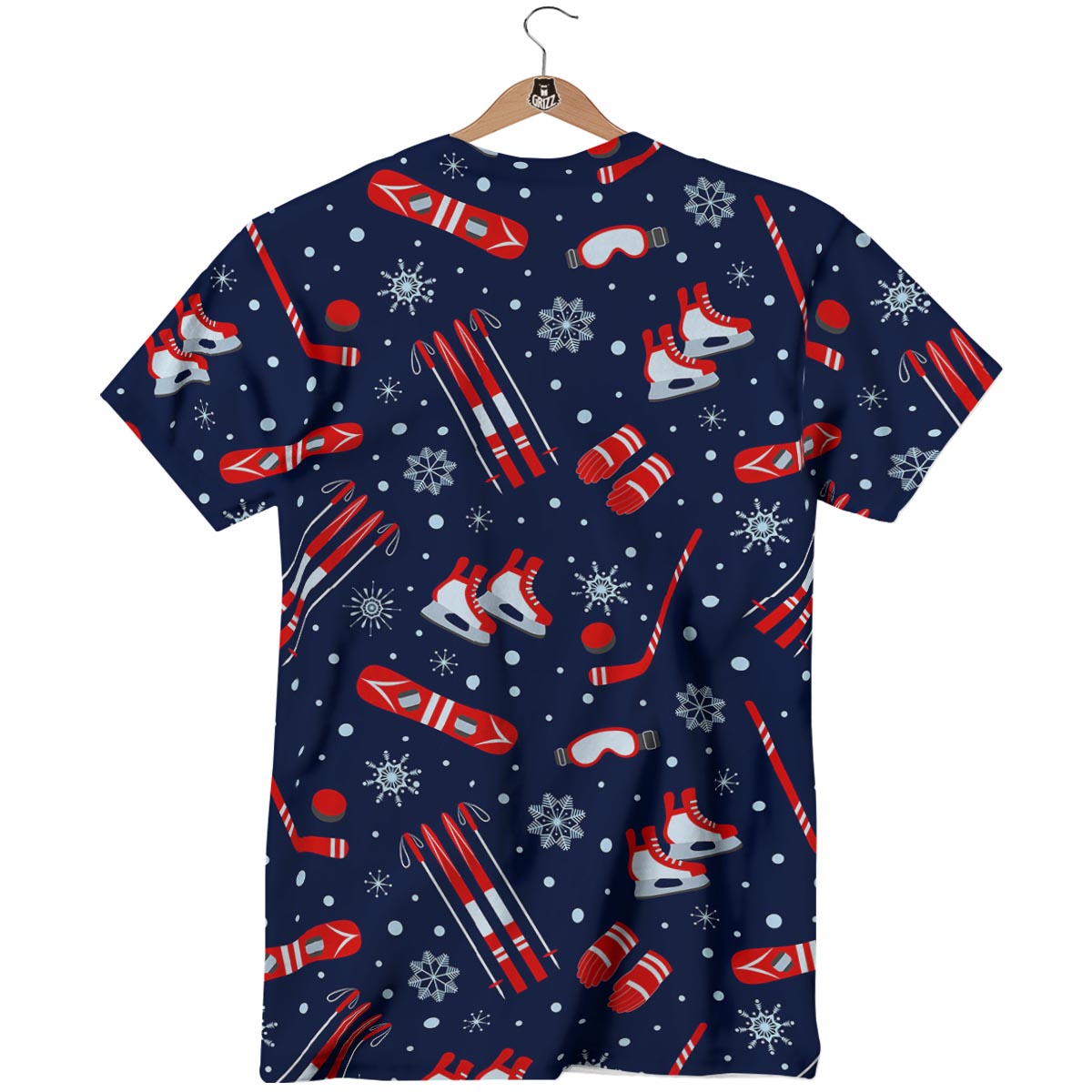 Skiing Equipment Print Pattern T-Shirt-grizzshop