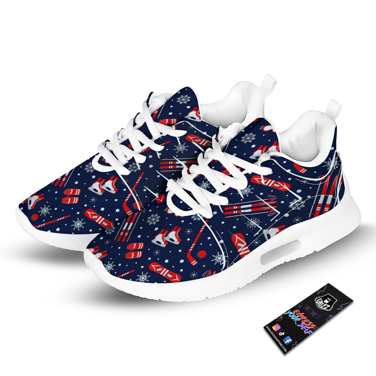 Skiing Equipment Print Pattern Tennis Shoes-grizzshop