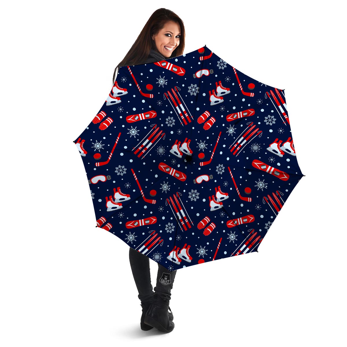 Skiing Equipment Print Pattern Umbrella-grizzshop