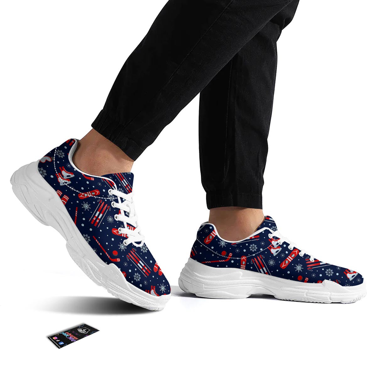Skiing Equipment Print Pattern White Chunky Shoes-grizzshop