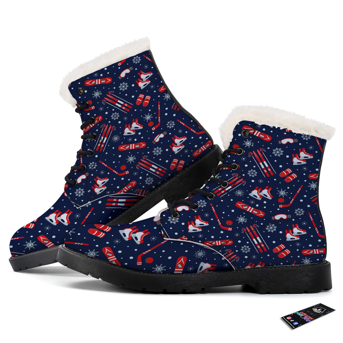 Skiing Equipment Print Pattern Winter Boots-grizzshop