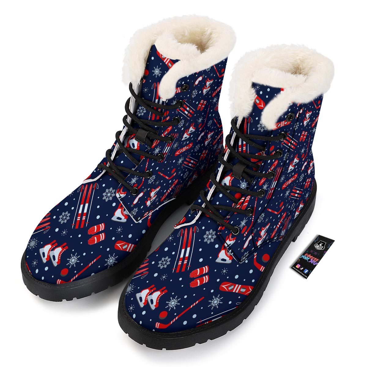 Skiing Equipment Print Pattern Winter Boots-grizzshop