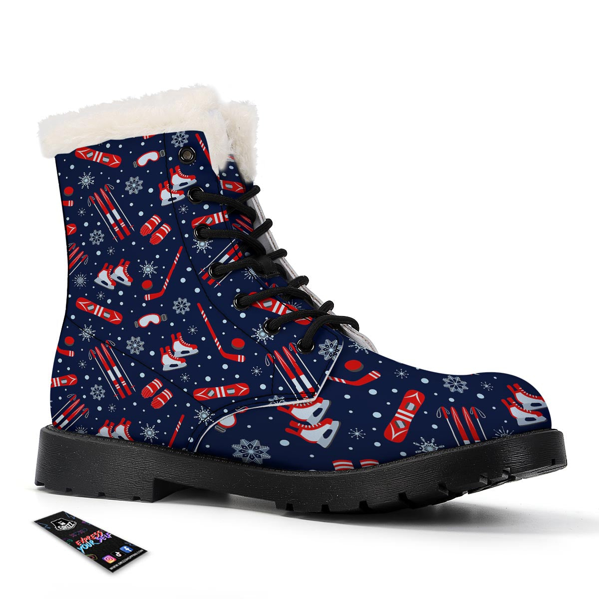 Skiing Equipment Print Pattern Winter Boots-grizzshop