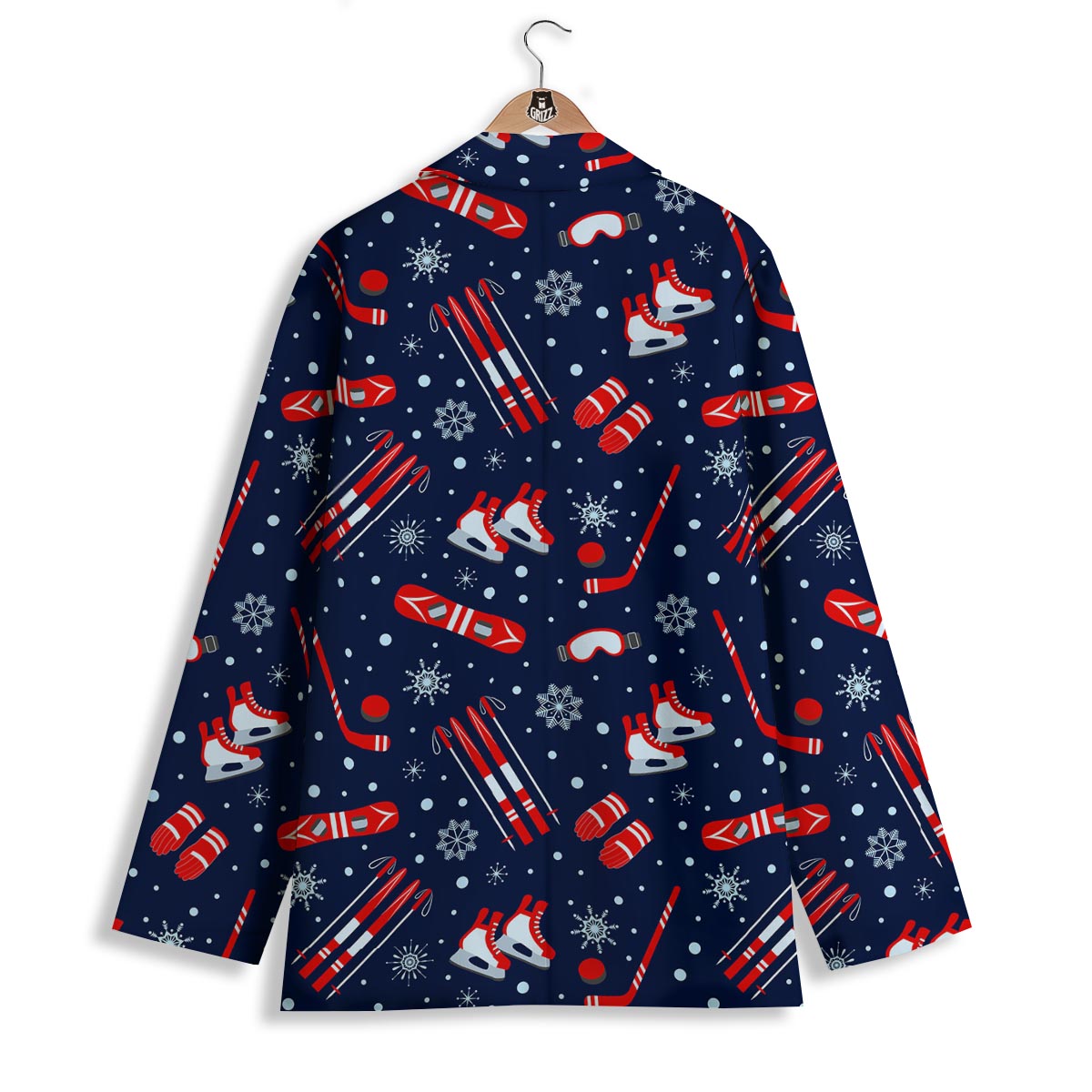 Skiing Equipment Print Pattern Women's Blazer-grizzshop