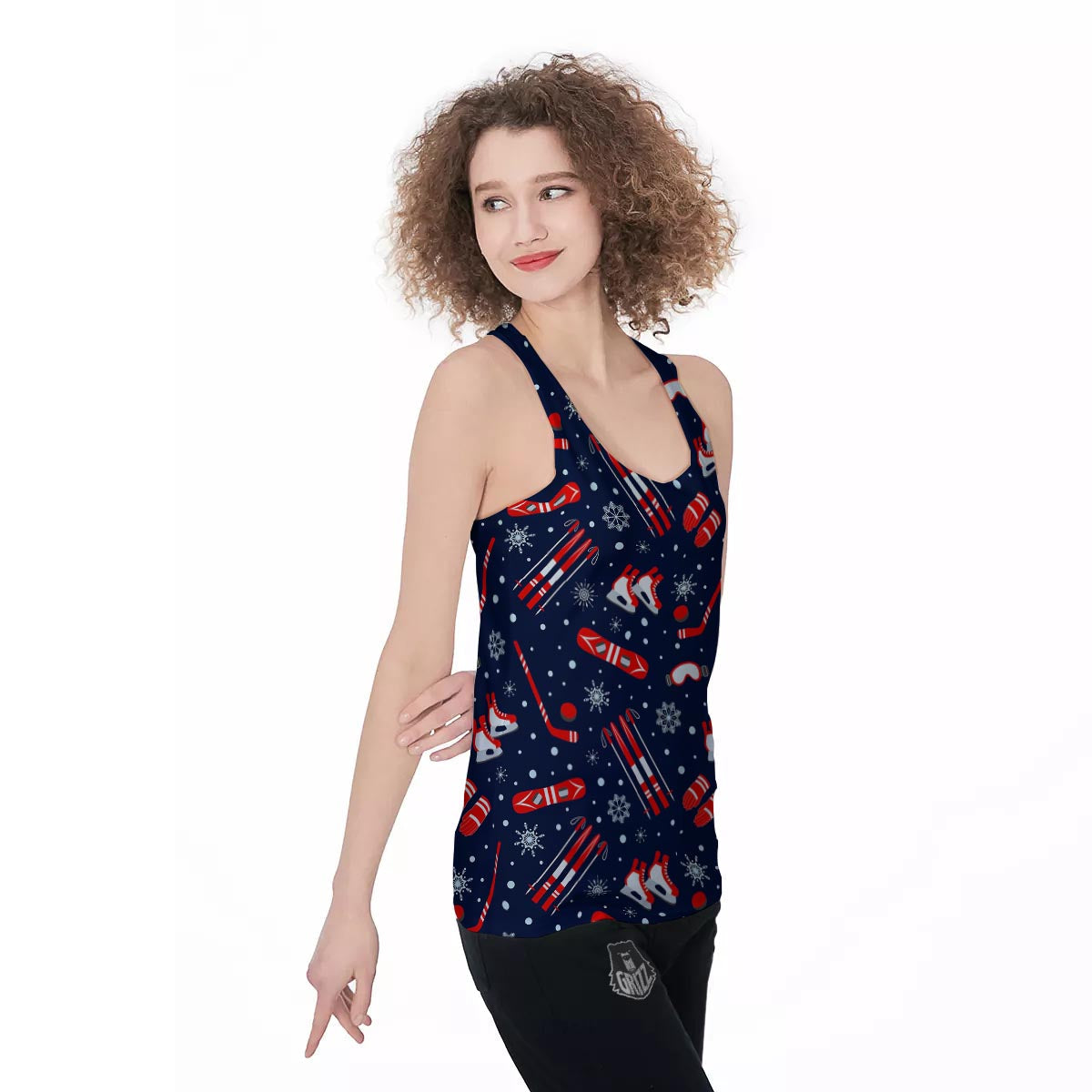 Skiing Equipment Print Pattern Women's Racerback Tank Top-grizzshop