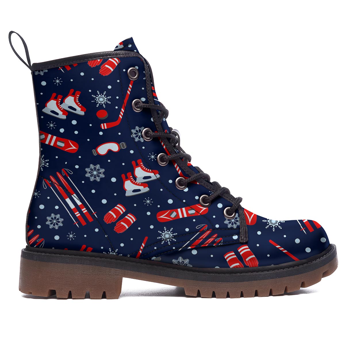 Skiing Equipment Print Pattern Work Boots-grizzshop