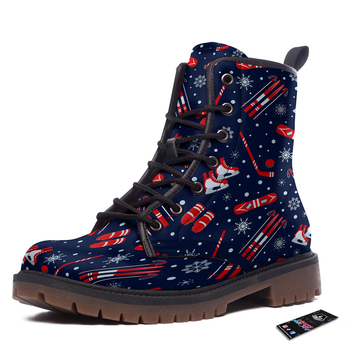 Skiing Equipment Print Pattern Work Boots-grizzshop