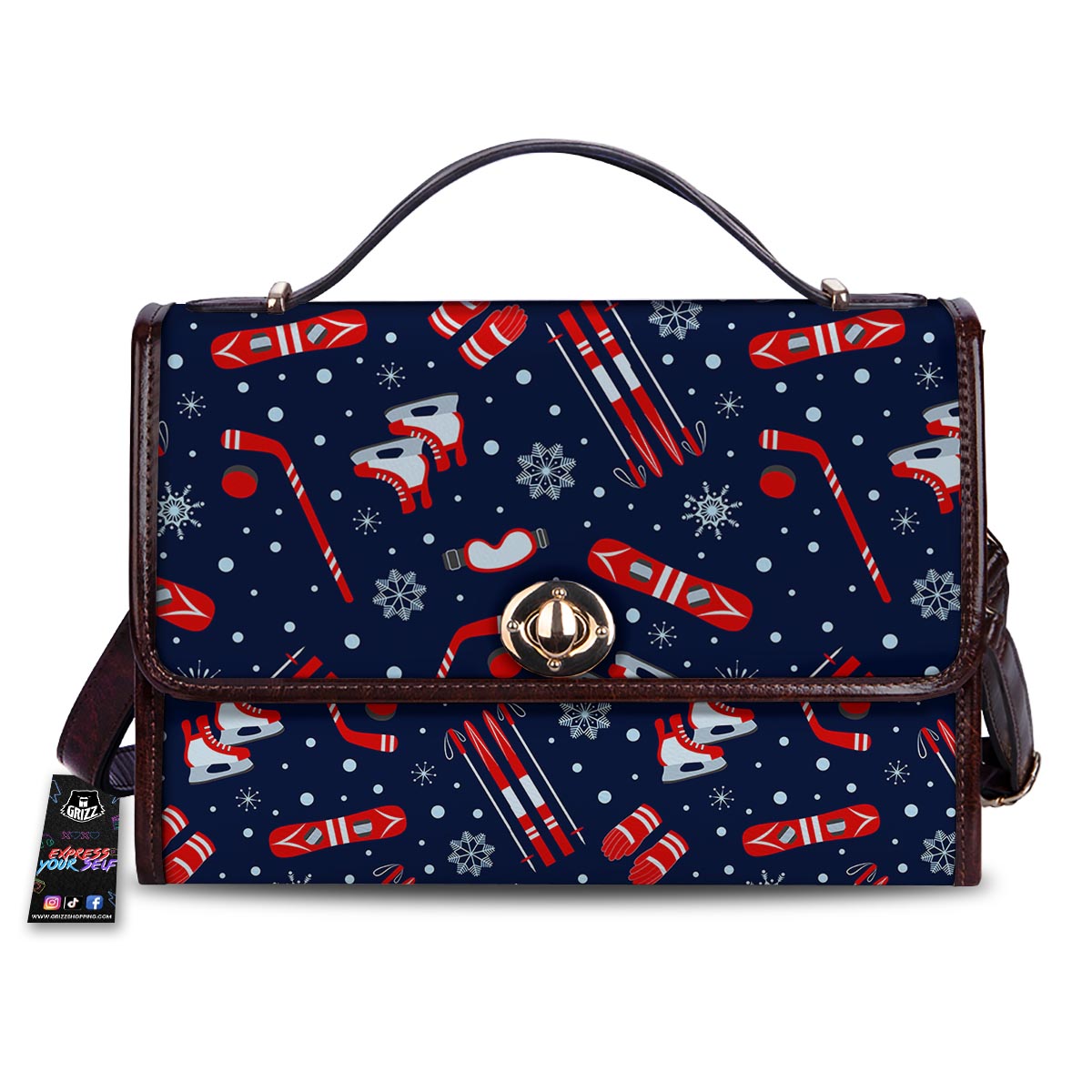 Skiing Equipment Print Pattern Women's Satchel Bag