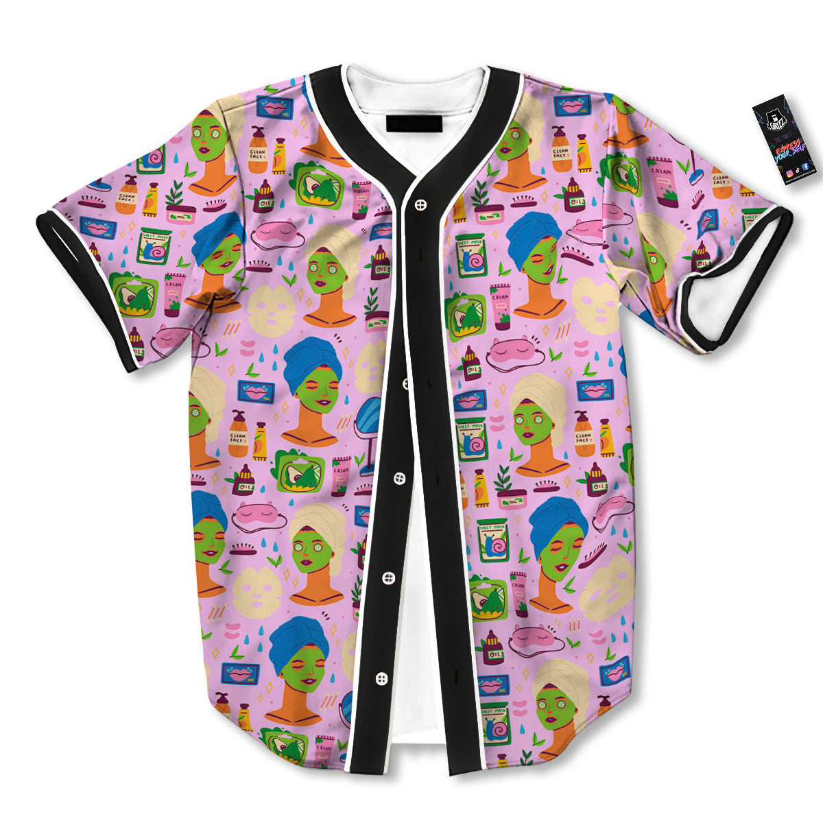 Skin Care And Face Care Print Pattern Baseball Jersey-grizzshop