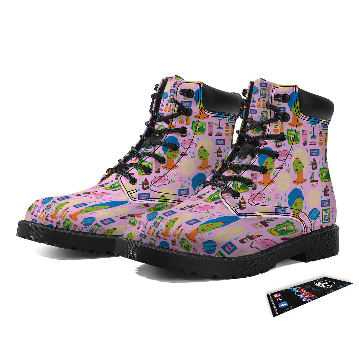 Skin Care And Face Care Print Pattern Boots-grizzshop