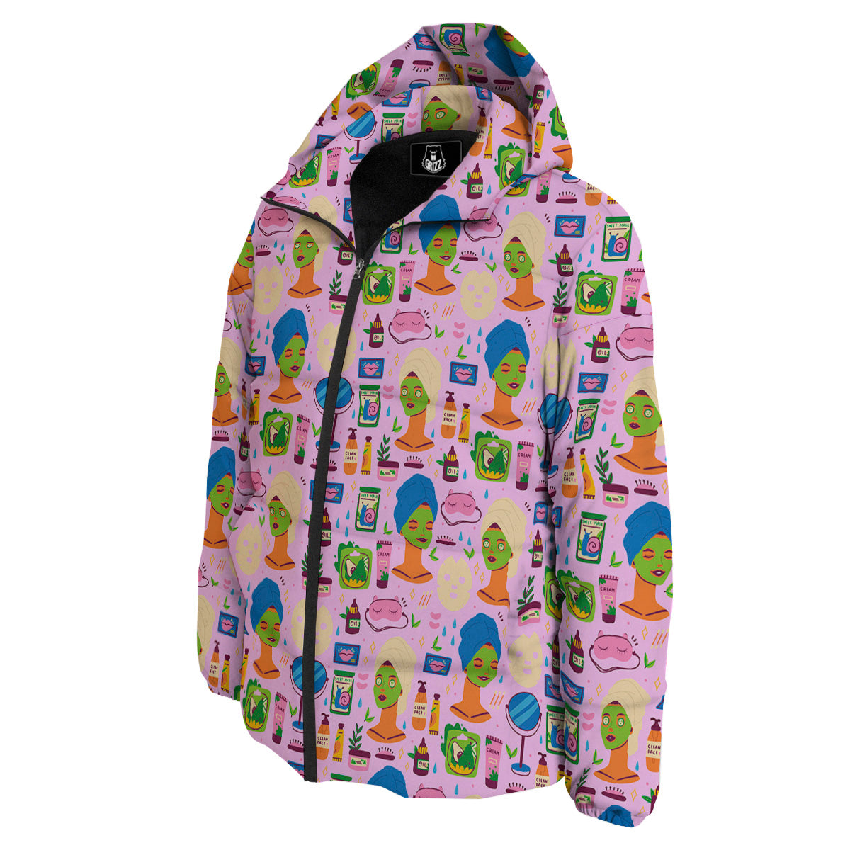 Skin Care And Face Care Print Pattern Down Jacket-grizzshop