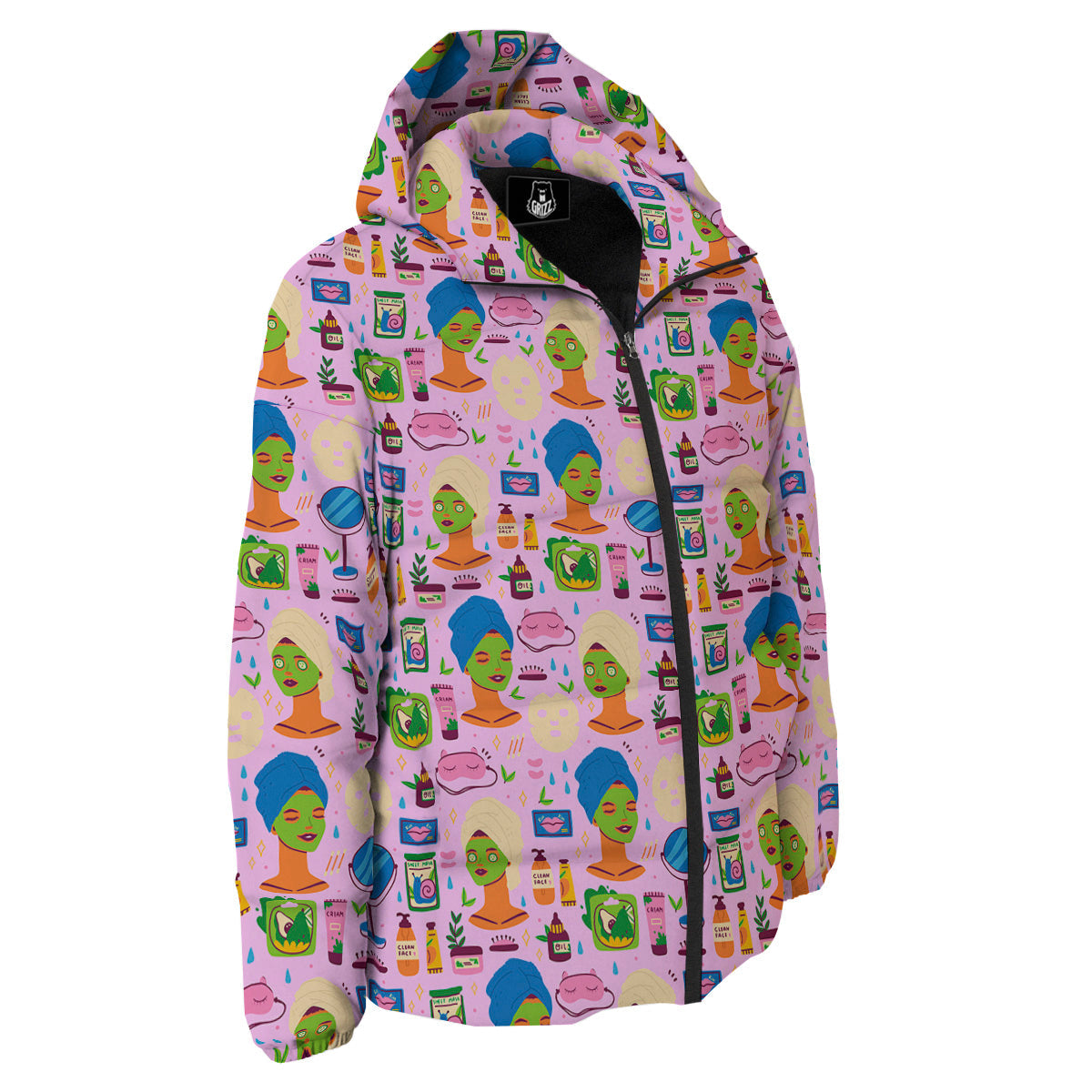 Skin Care And Face Care Print Pattern Down Jacket-grizzshop