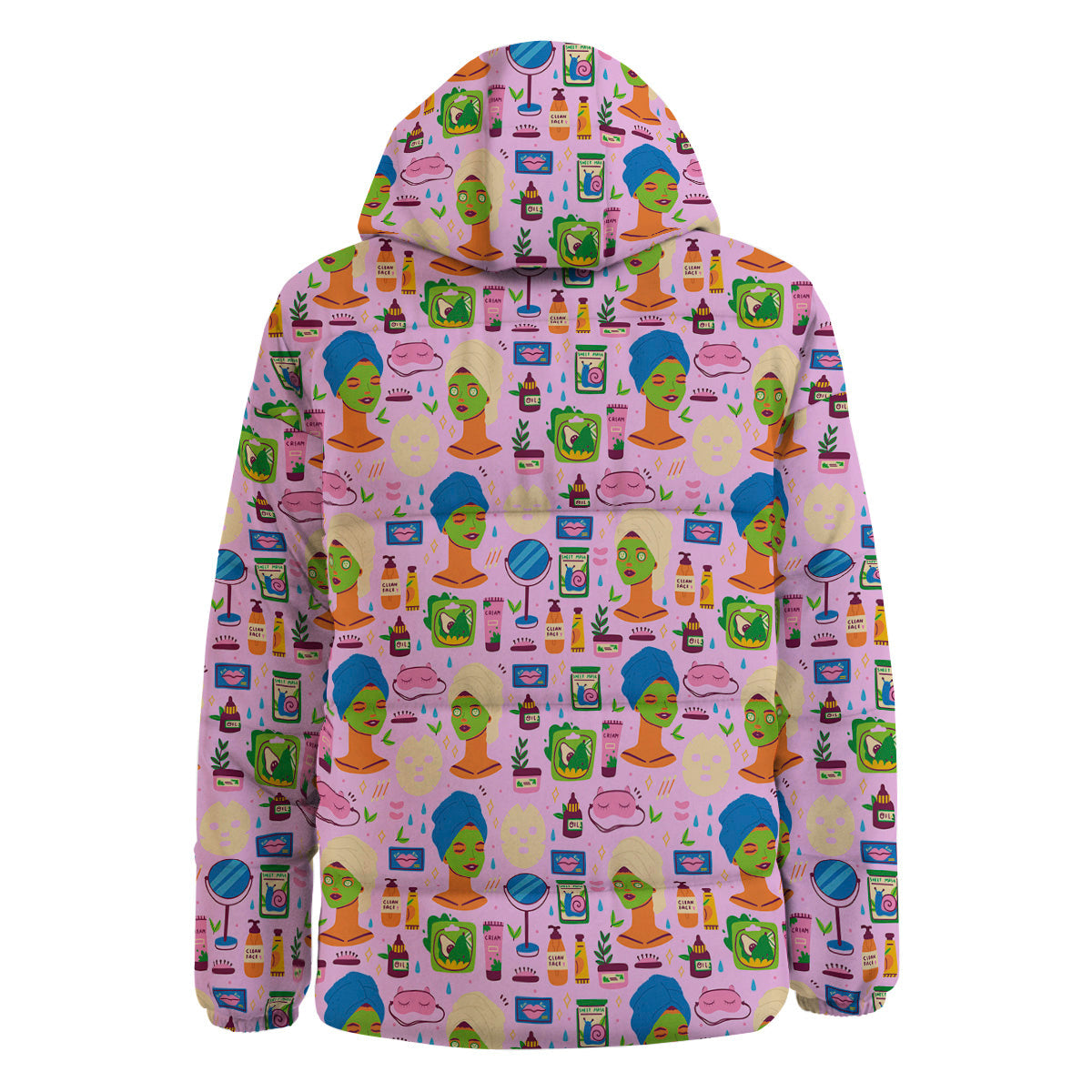 Skin Care And Face Care Print Pattern Down Jacket-grizzshop