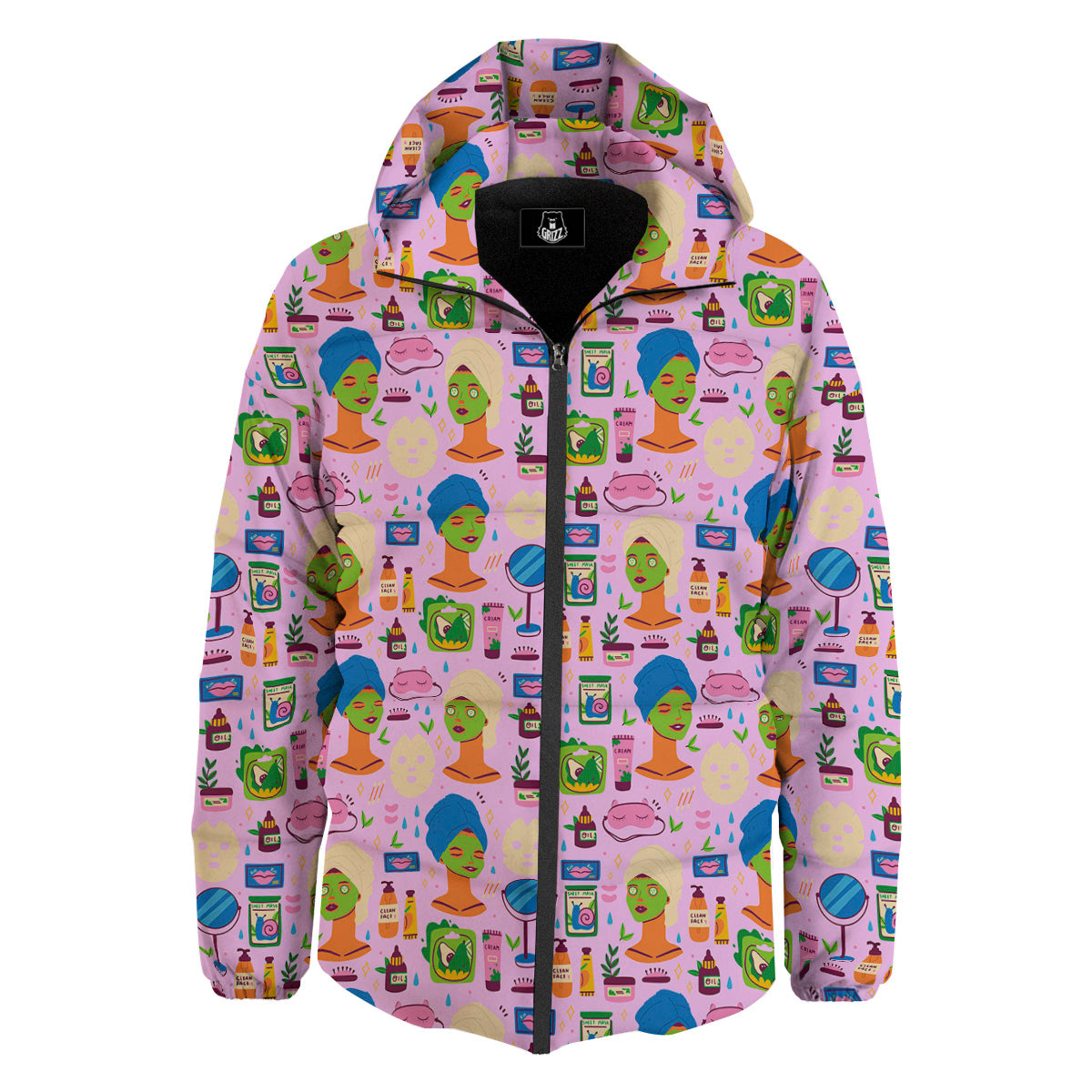 Skin Care And Face Care Print Pattern Down Jacket-grizzshop
