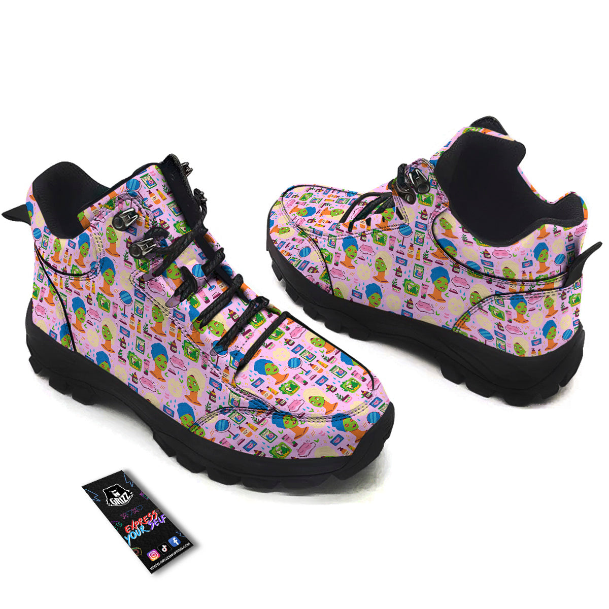 Skin Care And Face Care Print Pattern Hiking Shoes-grizzshop