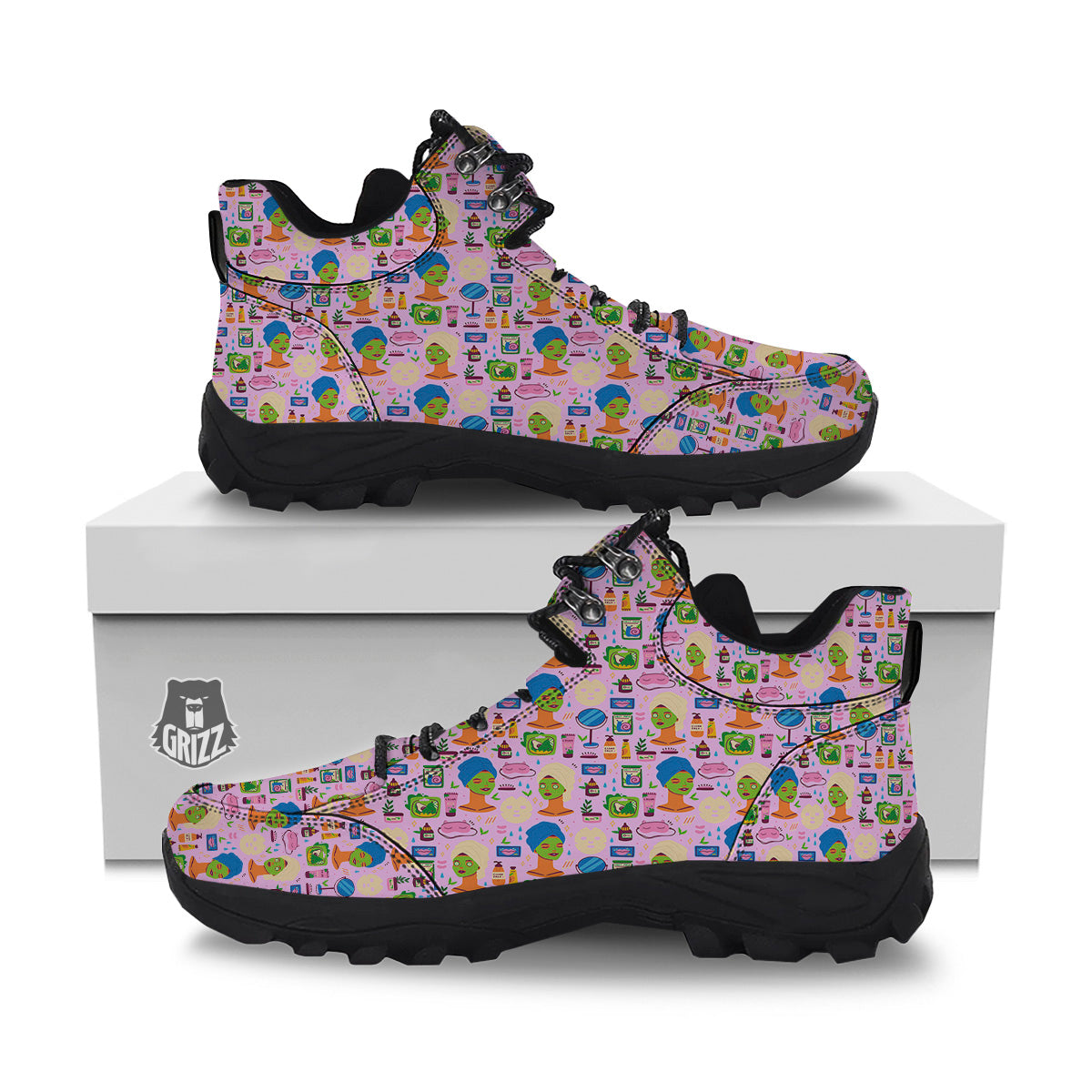 Skin Care And Face Care Print Pattern Hiking Shoes-grizzshop