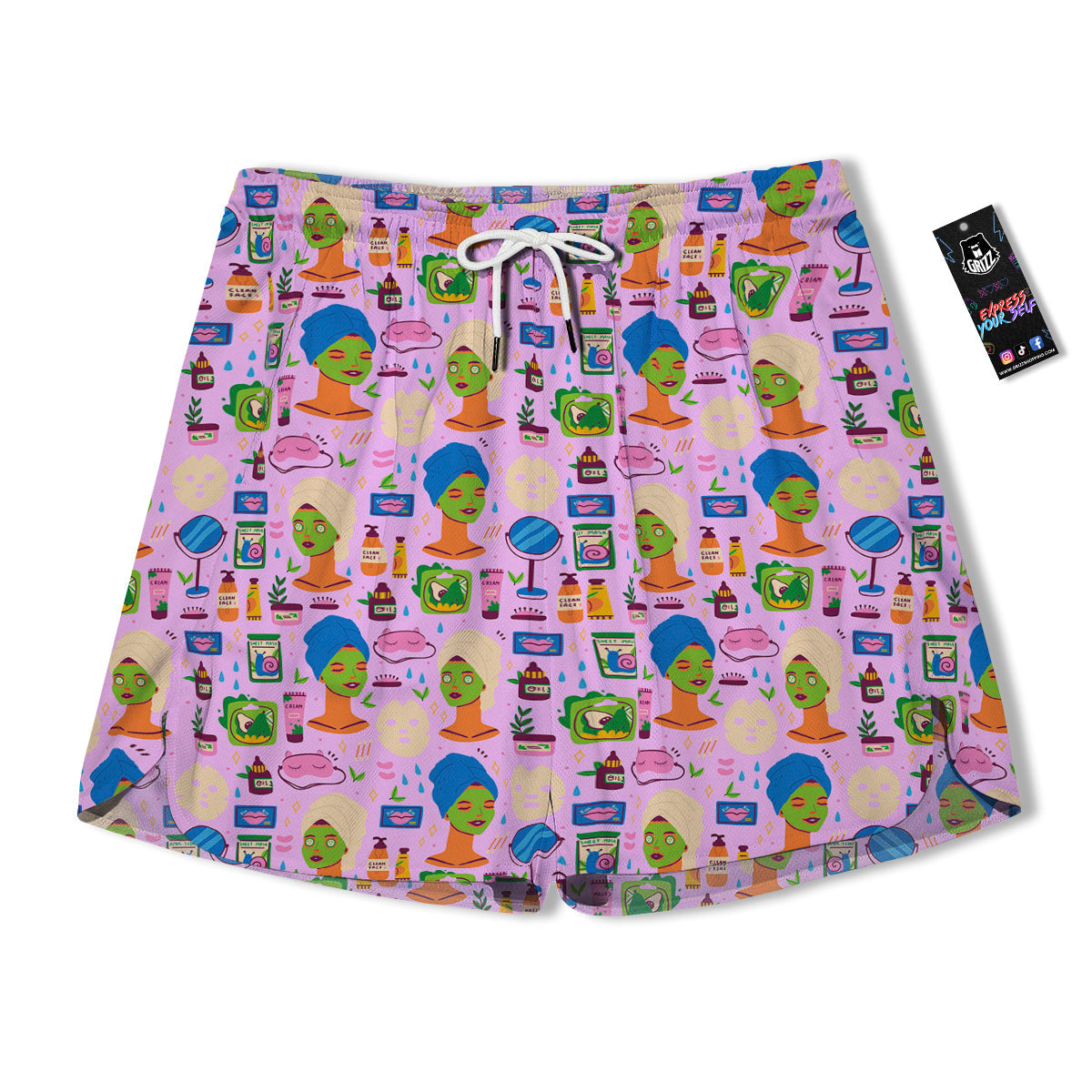 Skin Care And Face Care Print Pattern Men's Running Shorts-grizzshop