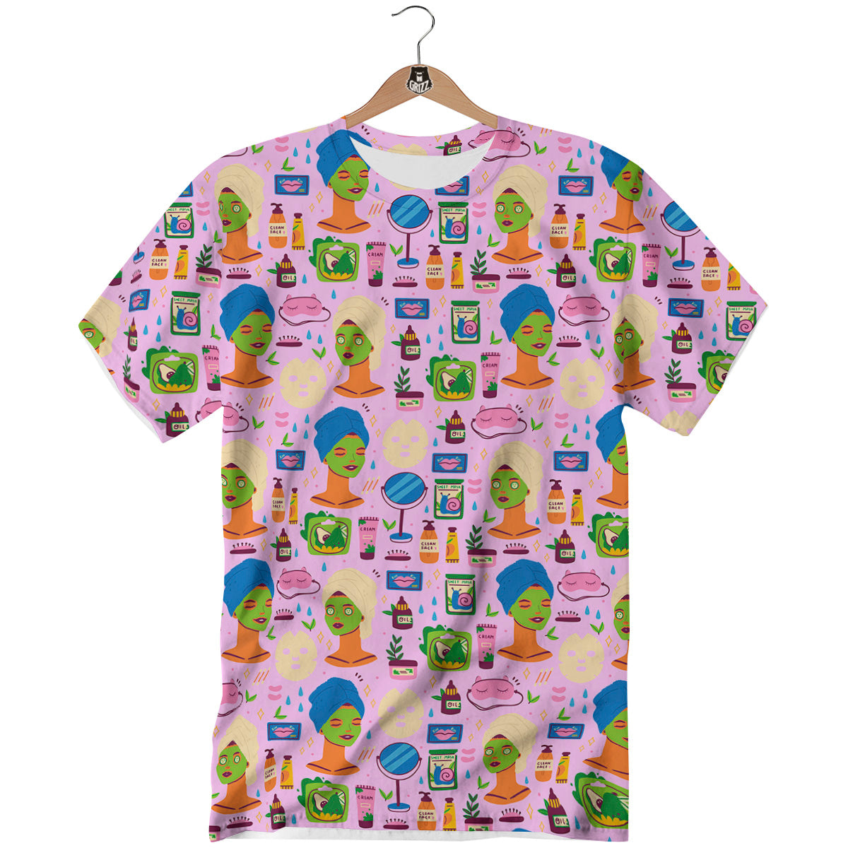 Skin Care And Face Care Print Pattern T-Shirt-grizzshop