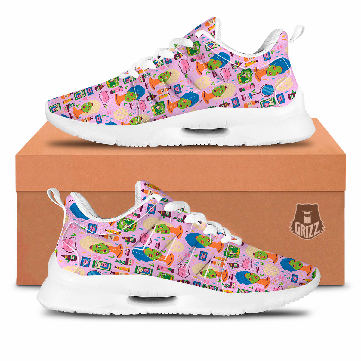 Skin Care And Face Care Print Pattern Tennis Shoes-grizzshop