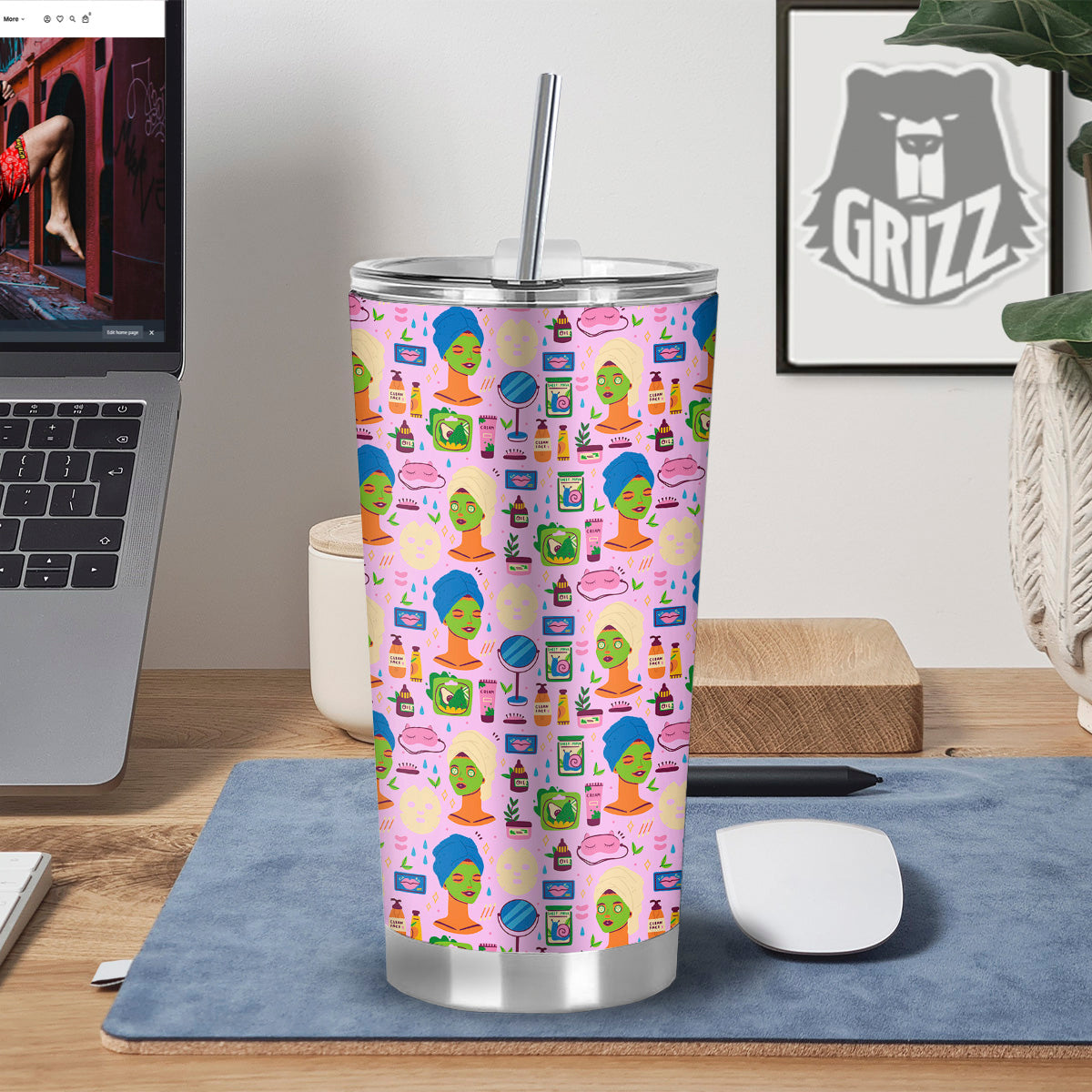 Skin Care And Face Care Print Pattern Tumbler-grizzshop