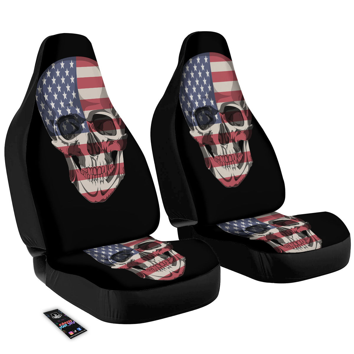 Skull American Flag Print Car Seat Covers-grizzshop