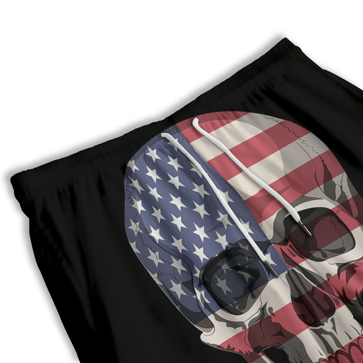 Skull American Flag Print Men's Athletic Shorts