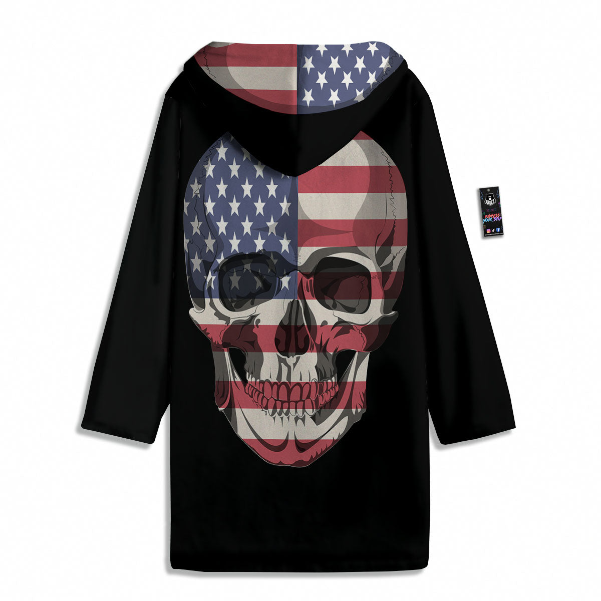 Skull American Flag Print Men's Windbreaker Jacket-grizzshop
