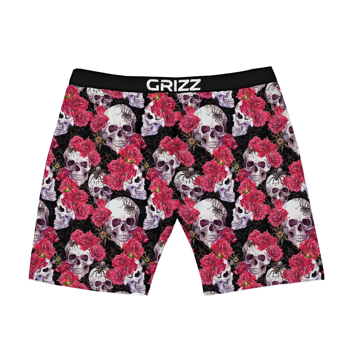 Skull And Rose Print Pattern Boxer Briefs-grizzshop