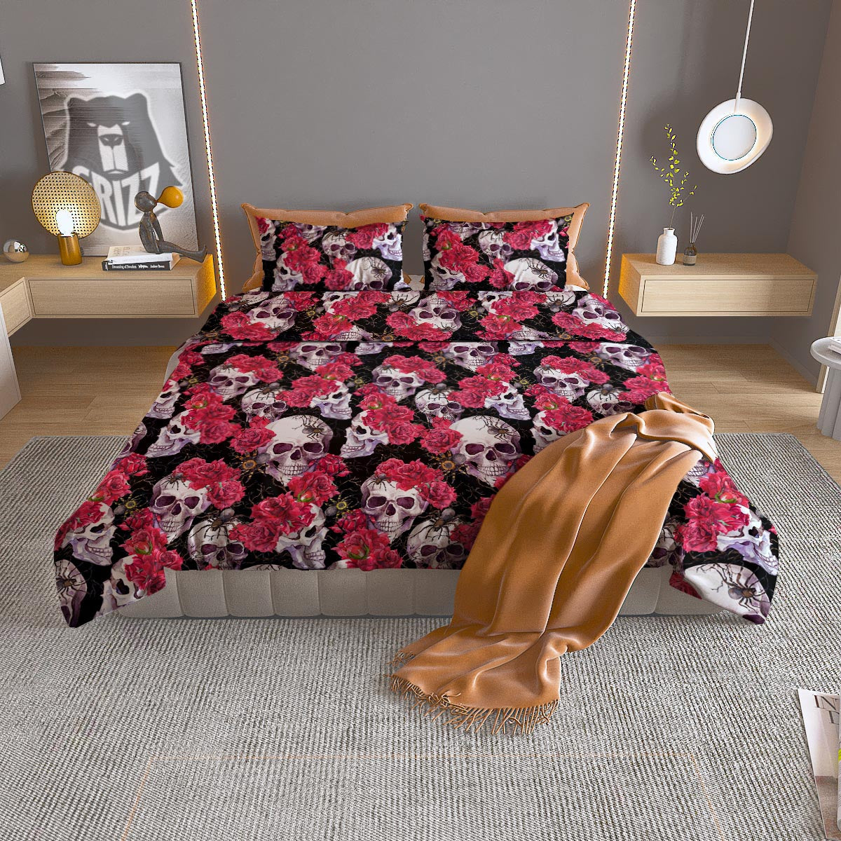 Snakeskin Black And Tan Print Pattern Duvet Cover Bedding Set