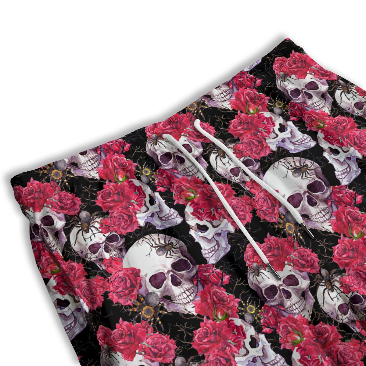 Skull And Rose Print Pattern Men's Athletic Shorts