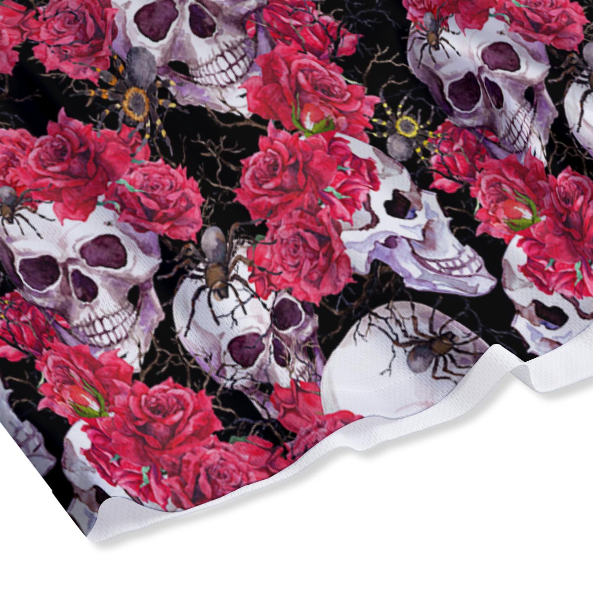 Skull And Rose Print Pattern Mesh Shorts
