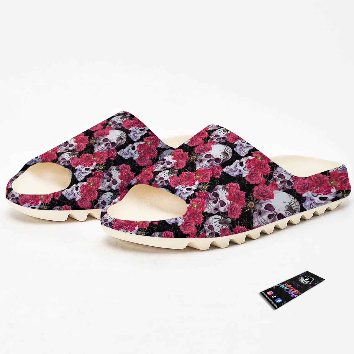 Skull And Rose Print Pattern Sandals-grizzshop