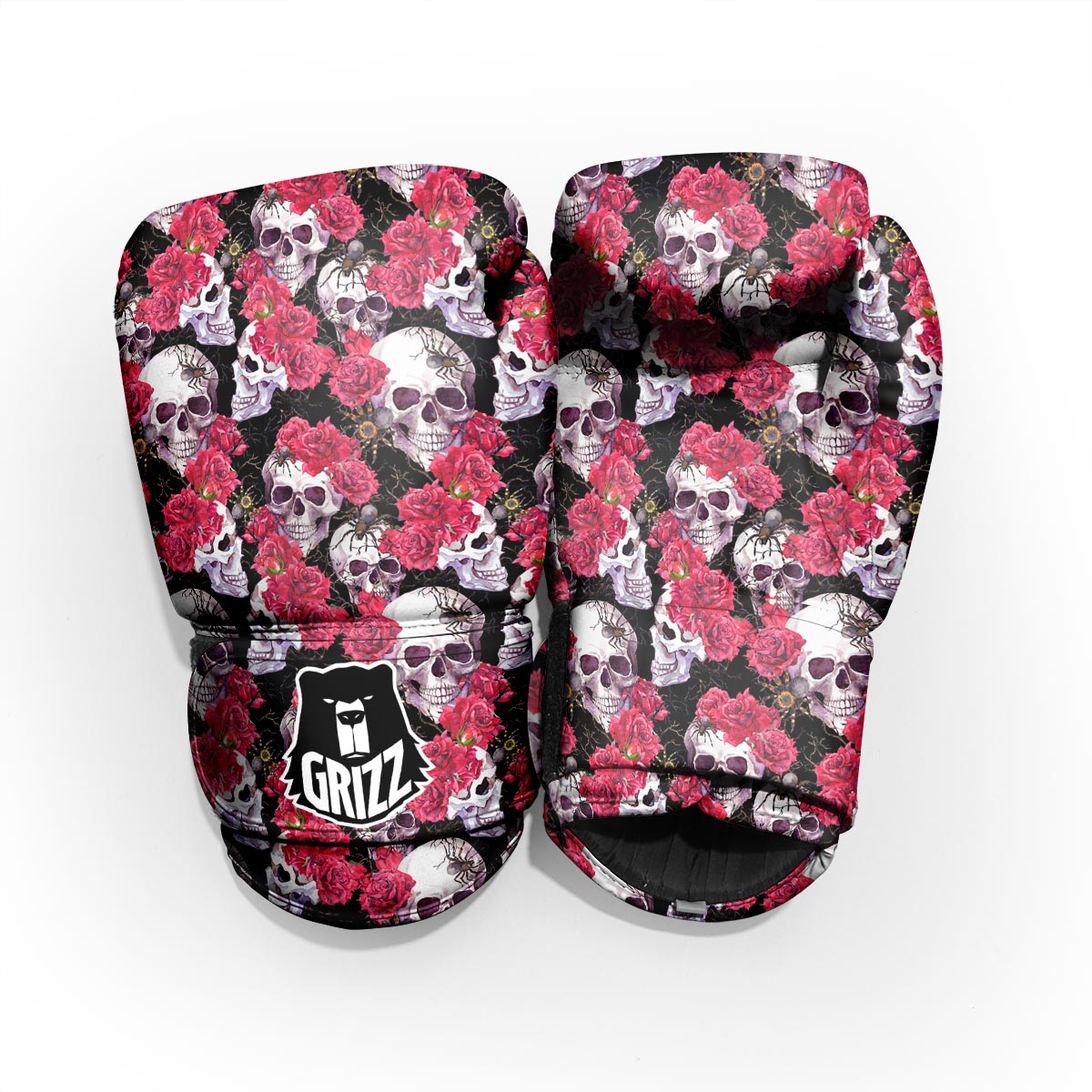 Skull And Rose Print Pattern Pro Boxing Glove