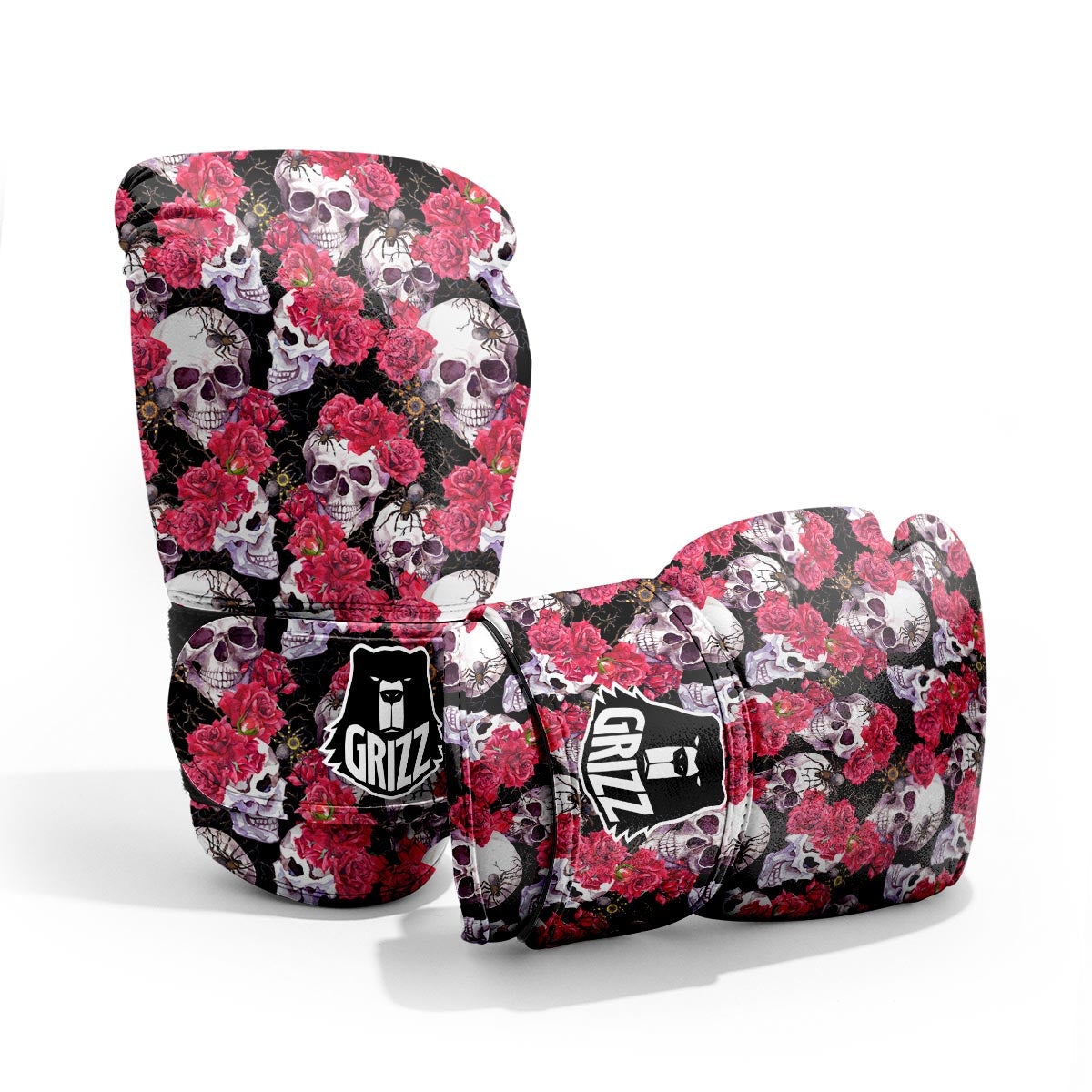 Skull And Rose Print Pattern Pro Boxing Glove