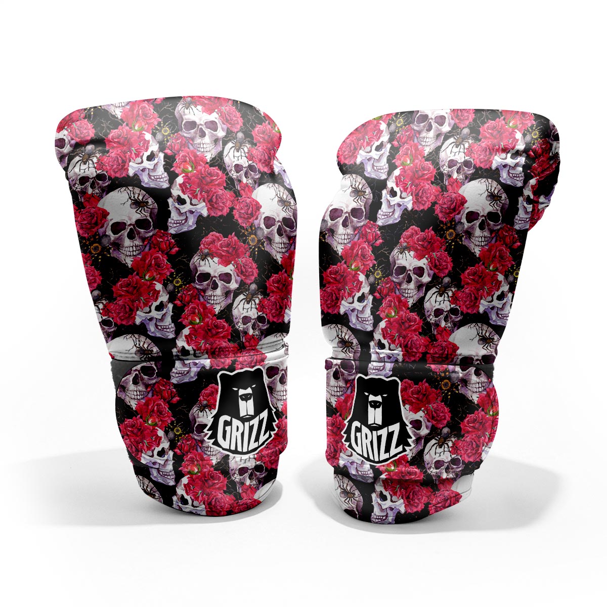 Skull And Rose Print Pattern Pro Boxing Glove