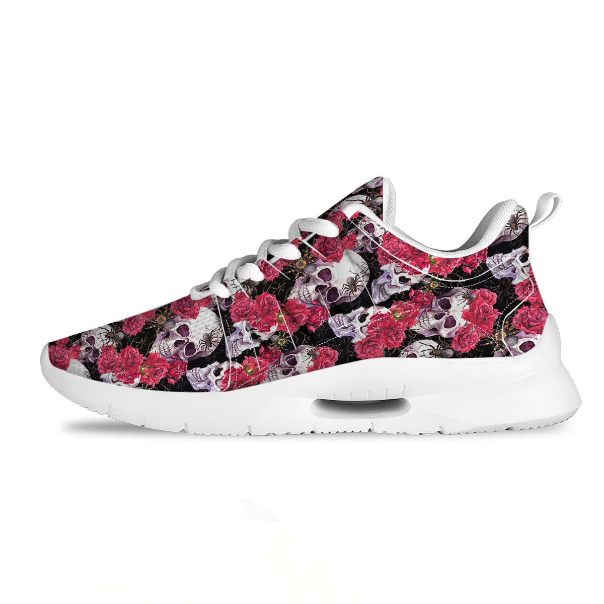 Skull And Rose Print Pattern Tennis Shoes-grizzshop