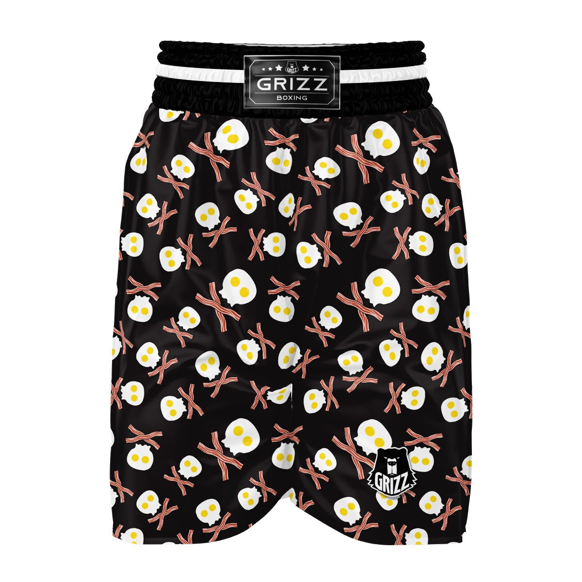 Skull Bacon Egg Pattern Print Boxing Shorts-grizzshop