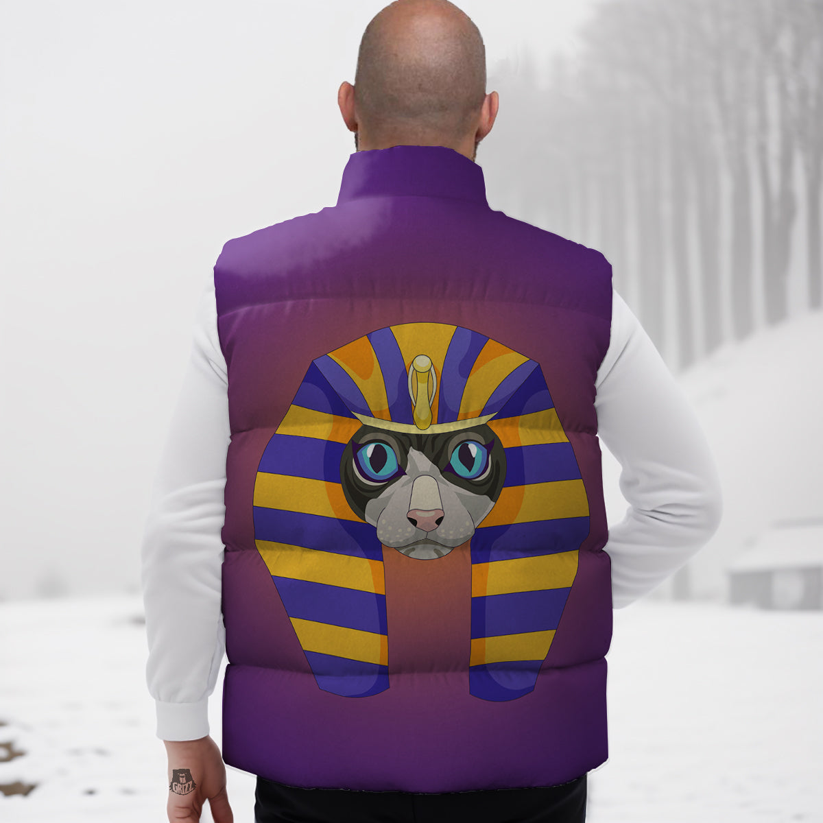 Skull Bacon Egg Pattern Print Down Vest