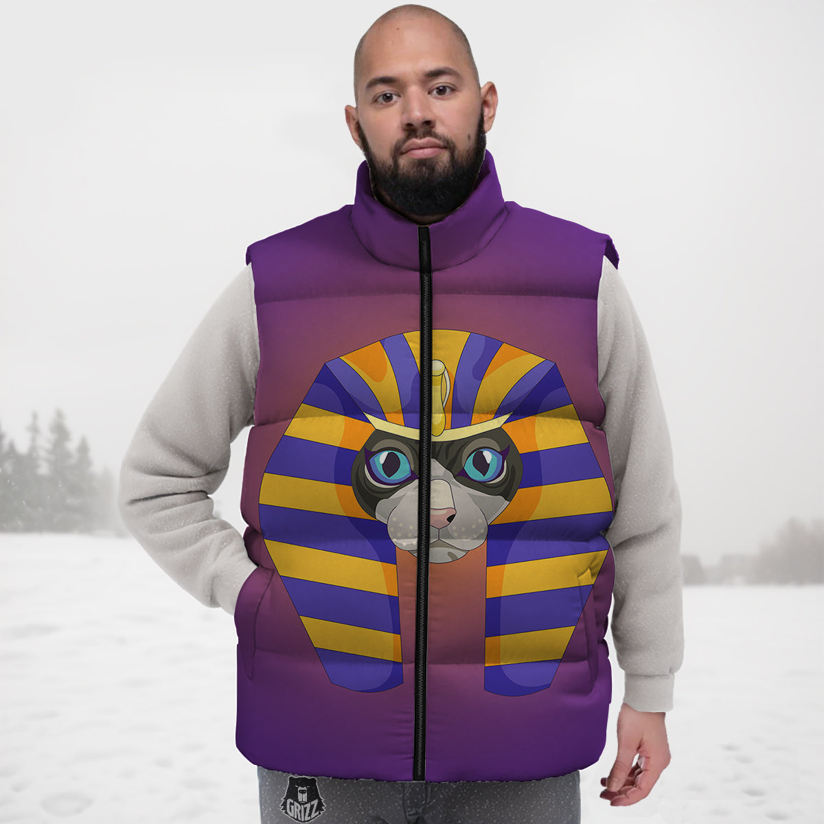Skull Bacon Egg Pattern Print Down Vest