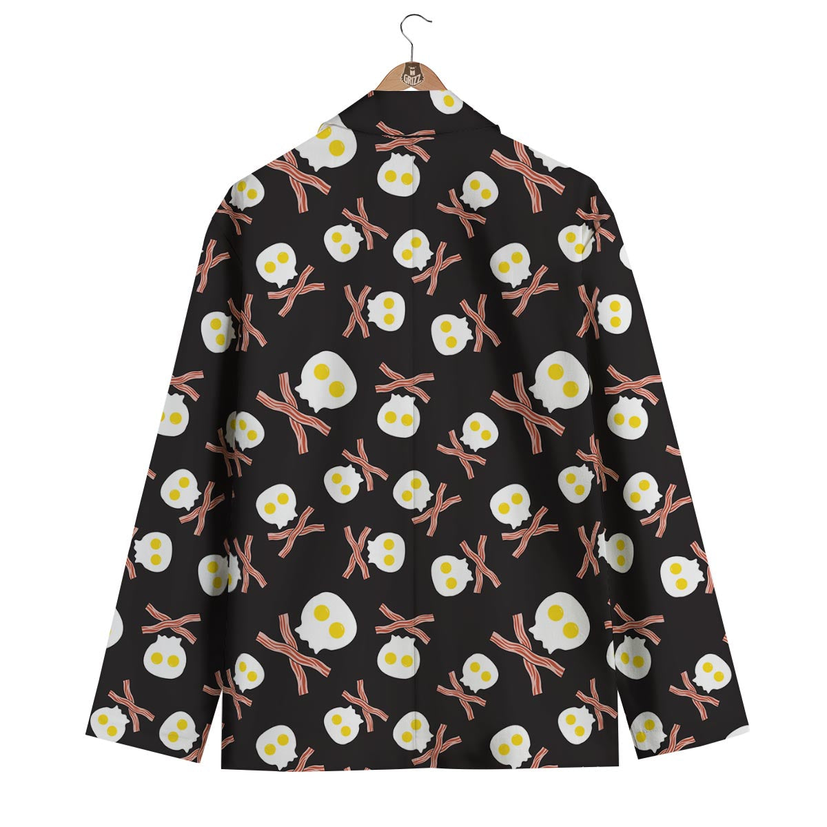 Skull Bacon Egg Pattern Print Men's Blazer-grizzshop