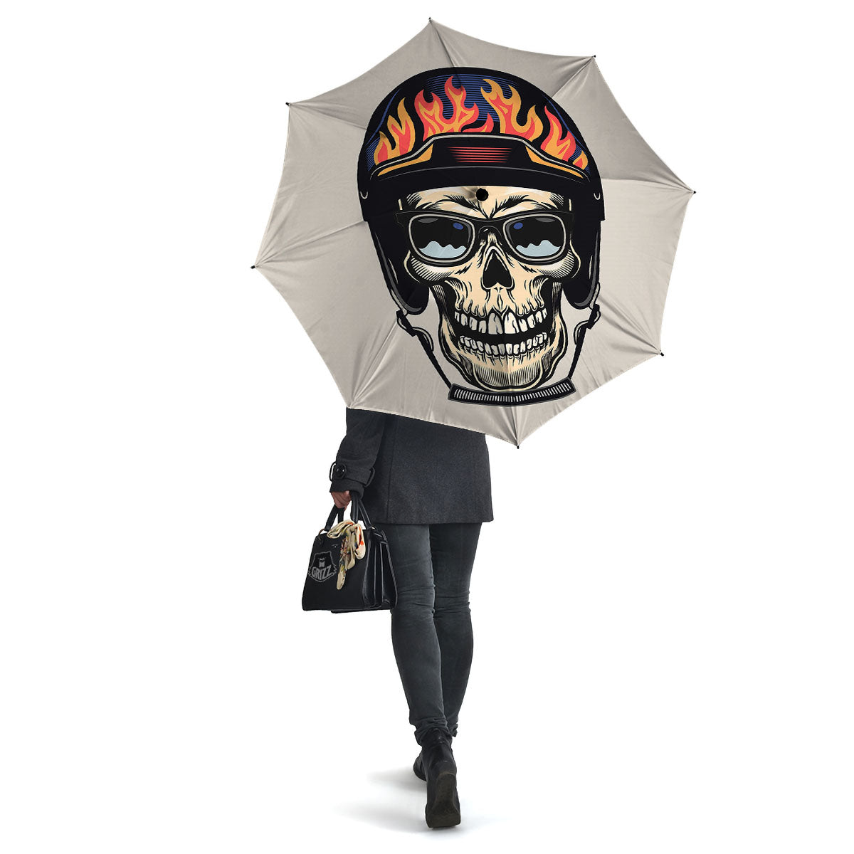 Skull Biker Helmet Vintage Print Umbrella-grizzshop
