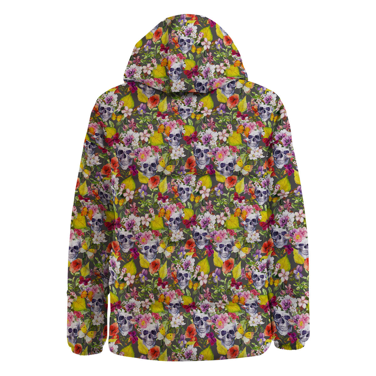 Skull Blossom Flowers Print Pattern Down Jacket-grizzshop
