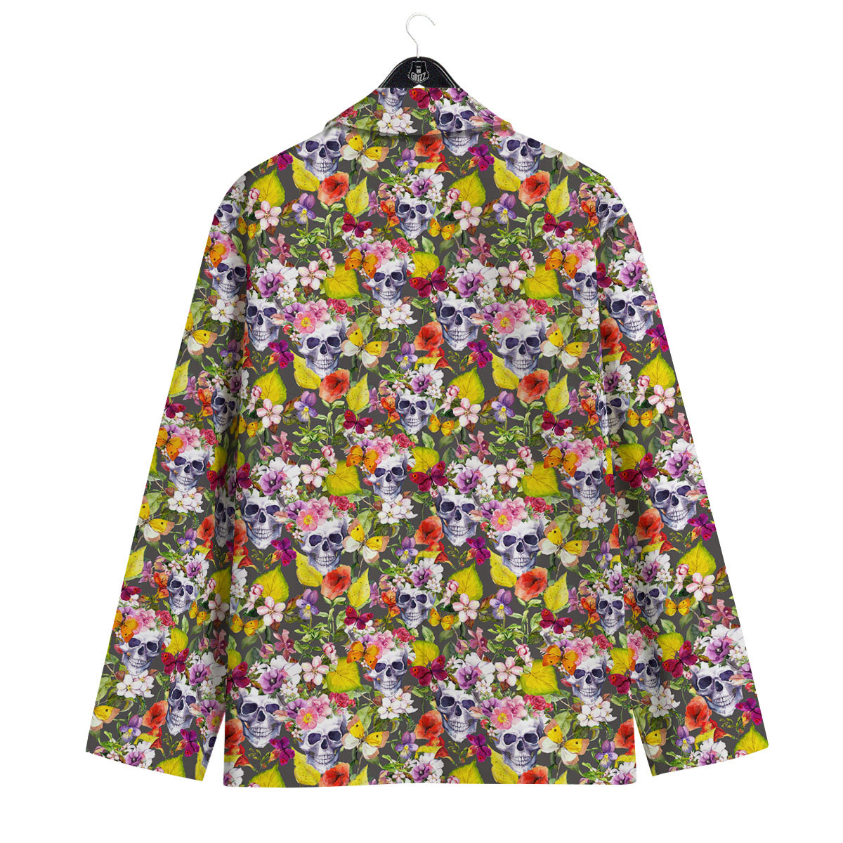 Skull Blossom Flowers Print Pattern Men's Sport Coat-grizzshop