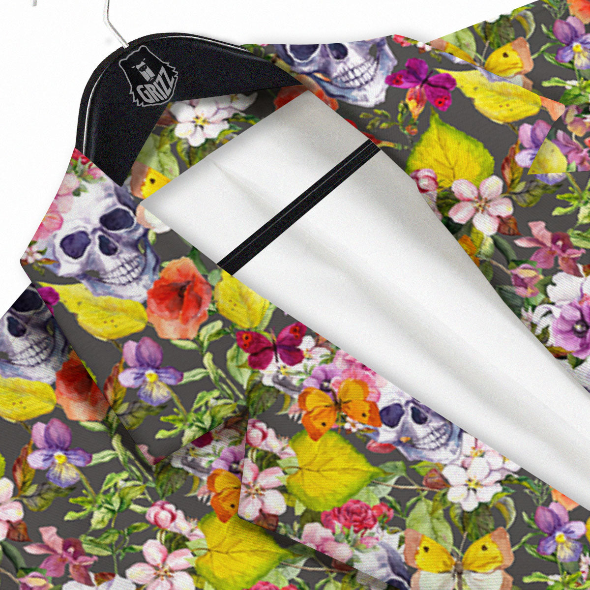 Skull Blossom Flowers Print Pattern Men's Sport Coat-grizzshop