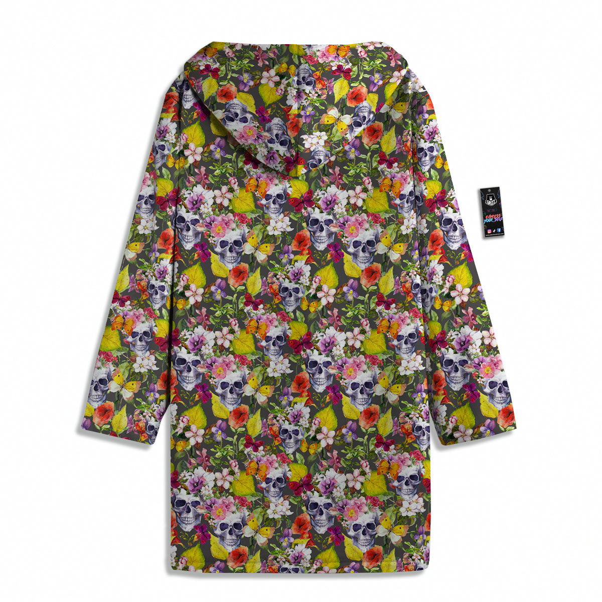 Skull Blossom Flowers Print Pattern Men's Windbreaker Jacket-grizzshop
