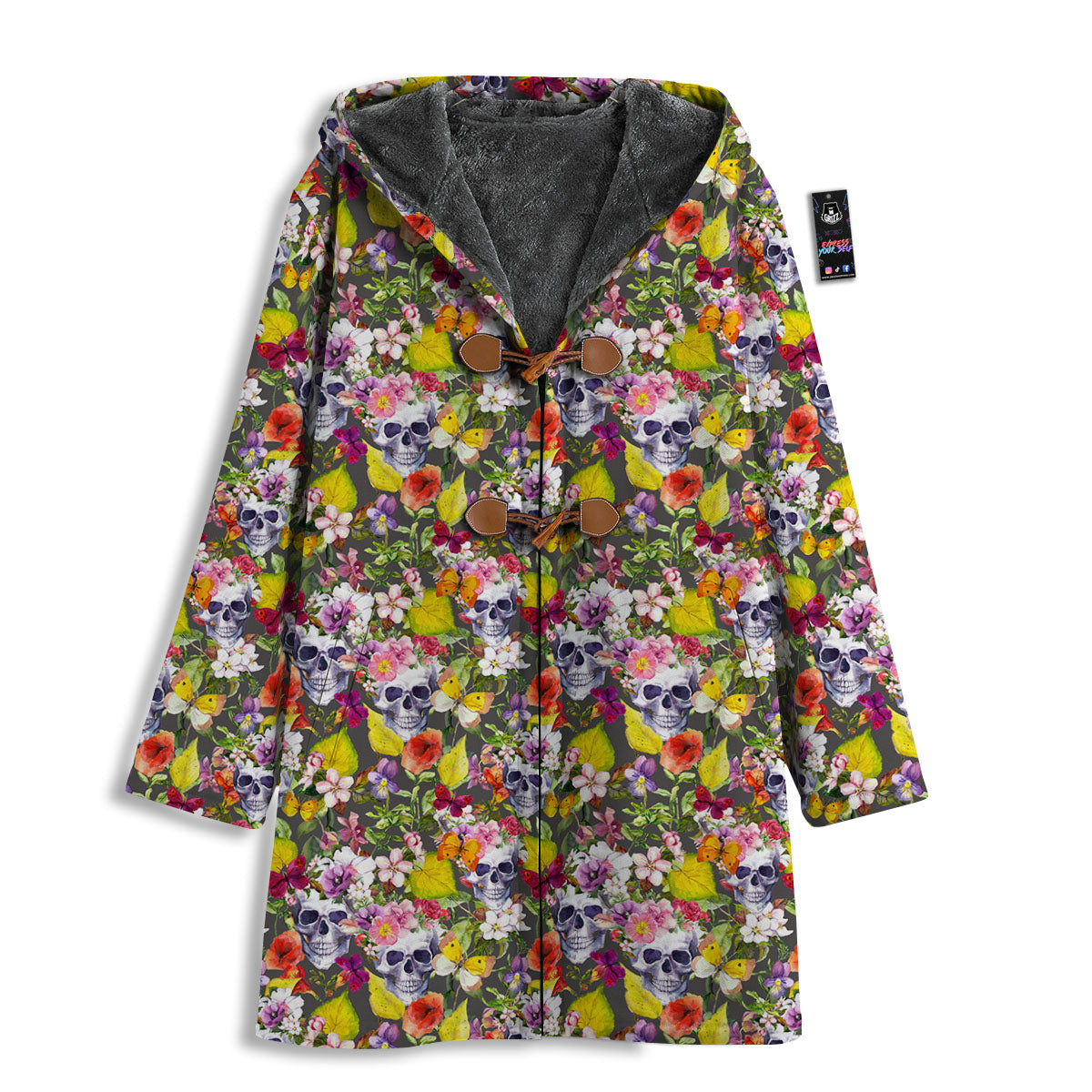 Skull Blossom Flowers Print Pattern Men's Windbreaker Jacket-grizzshop