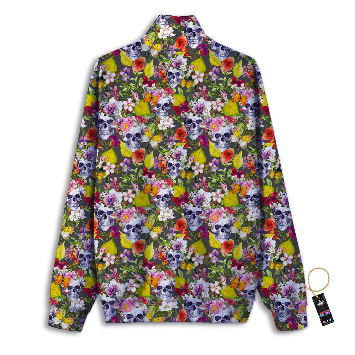 Skull Blossom Flowers Print Pattern Track Jacket-grizzshop