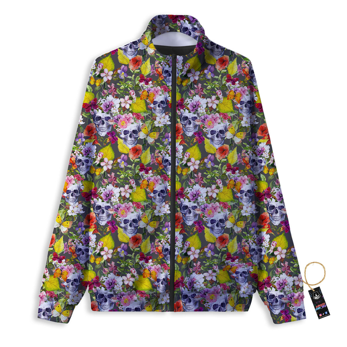 Skull Blossom Flowers Print Pattern Track Jacket-grizzshop