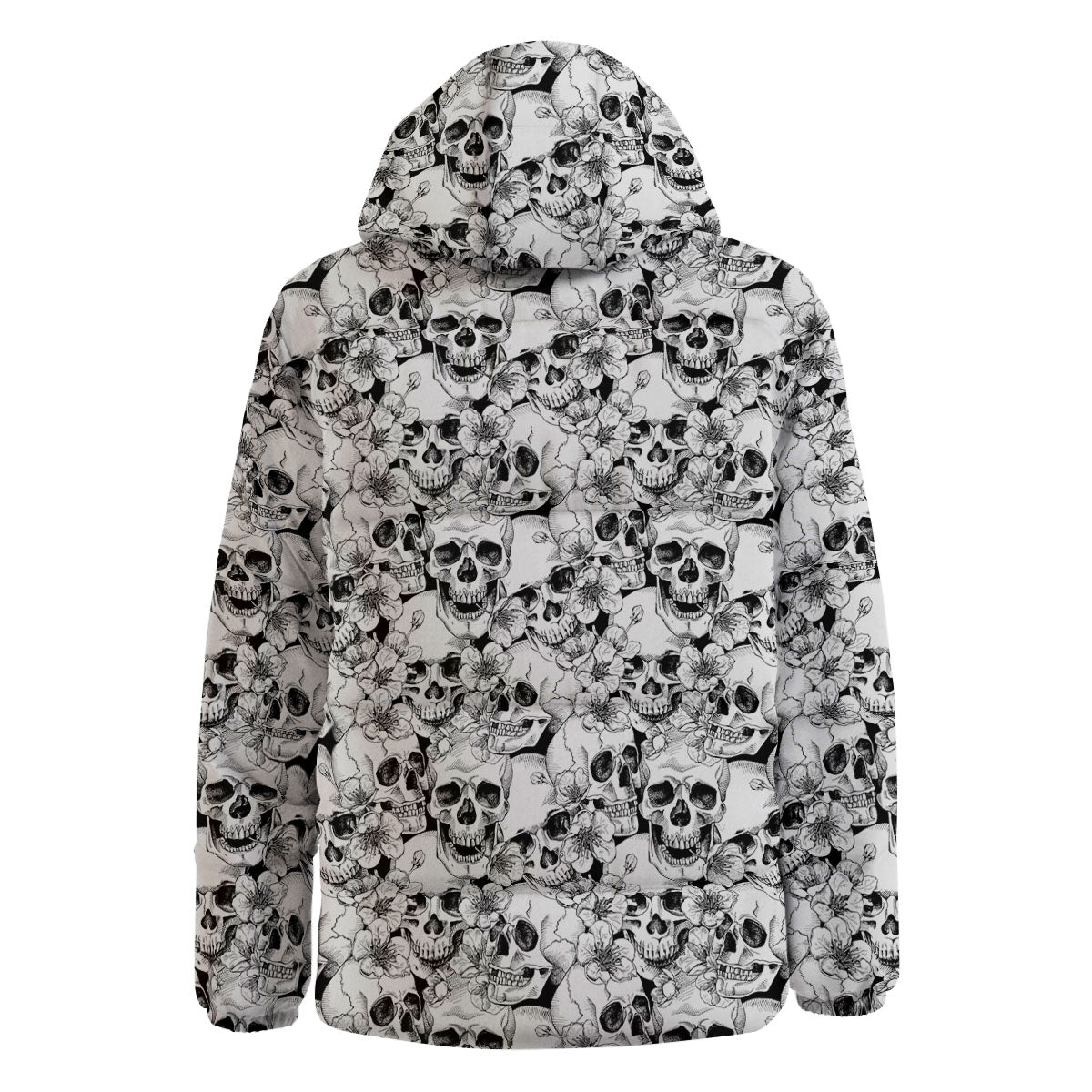 Skull Blossom Peony Print Pattern Down Jacket-grizzshop